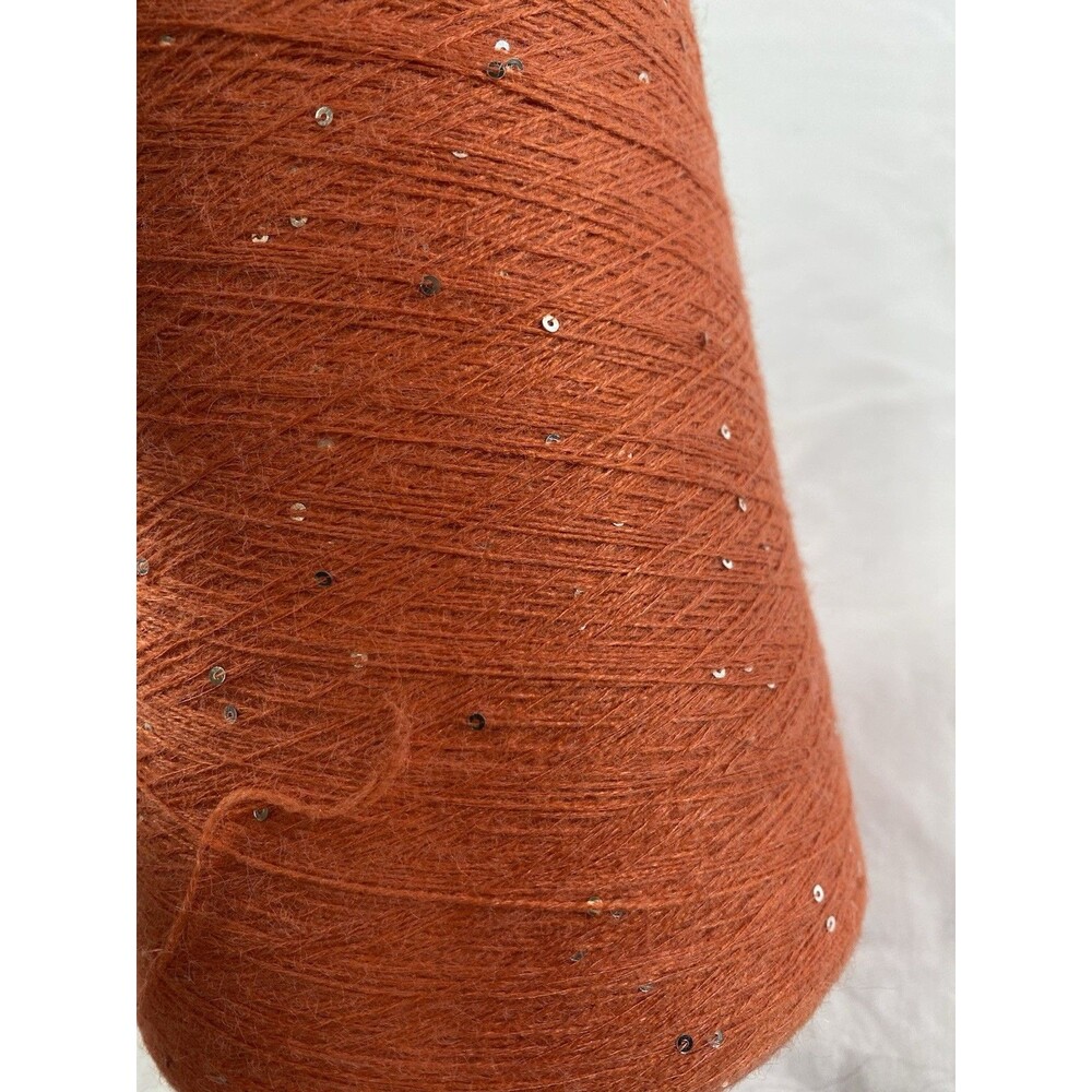 Fancy Cone Yarn Spool Yarn Orange Silver Sequins 640g Net Weight #829